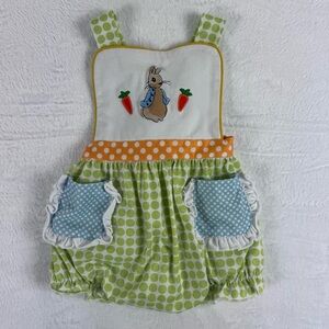 Down By The Creek Polka Dot Peter Rabbit Romper, 6-12 Months